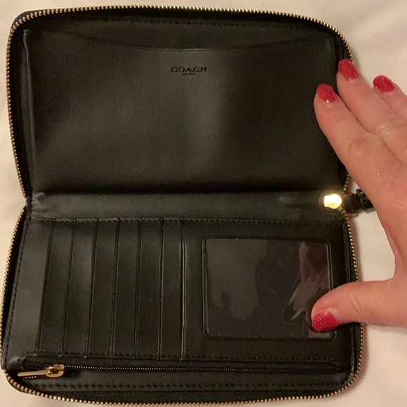 Coach Black Pebbled Leather Wristlet - Picture 5 of 10